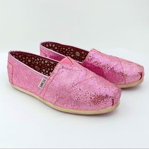 Toms Classics Canvas Pink Glitter Shoes 7.5